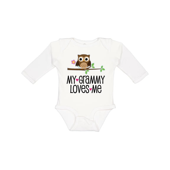 Inktastic Grammy Loves Me Grandchild Owl Girls Long Sleeve Baby Bodysuit
