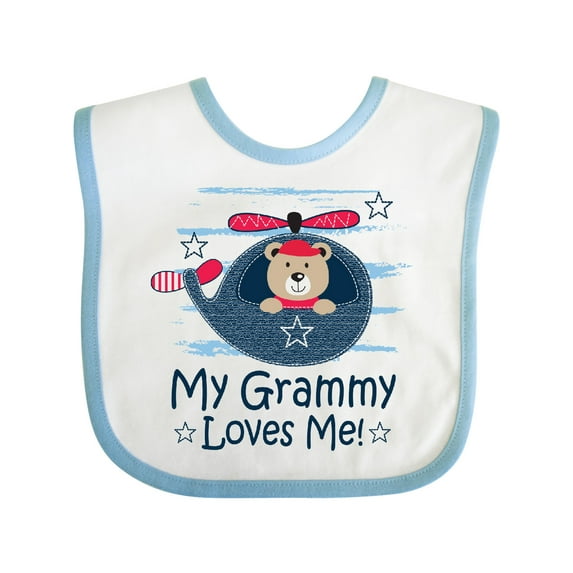 Inktastic Grammy Loves Me Grandson Bear Boys Baby Bib