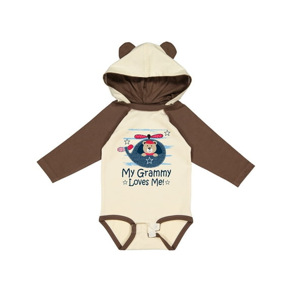 Inktastic Grammy Loves Me Grandson Bear Boys Long Sleeve Baby Bodysuit