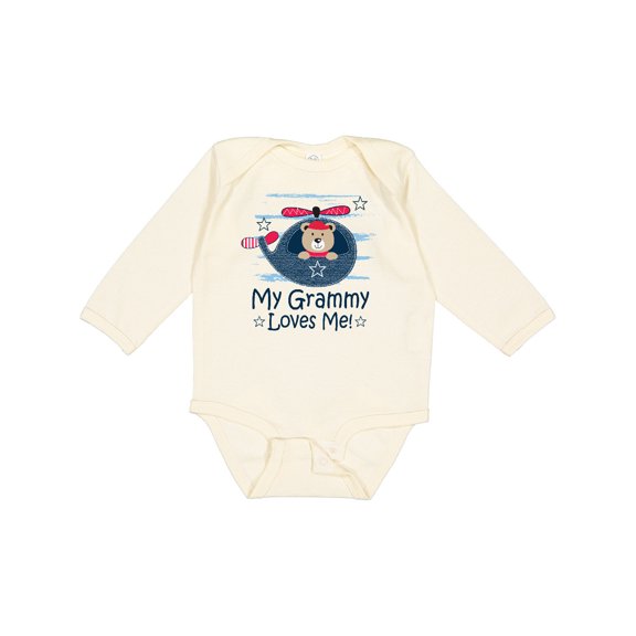 Inktastic Grammy Loves Me Grandson Bear Boys Long Sleeve Baby Bodysuit