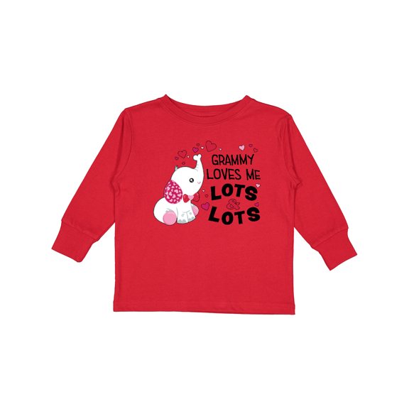 Inktastic Grammy Loves Me Lots and Lots- cute elephant Boys or Girls Long Sleeve Toddler T-Shirt