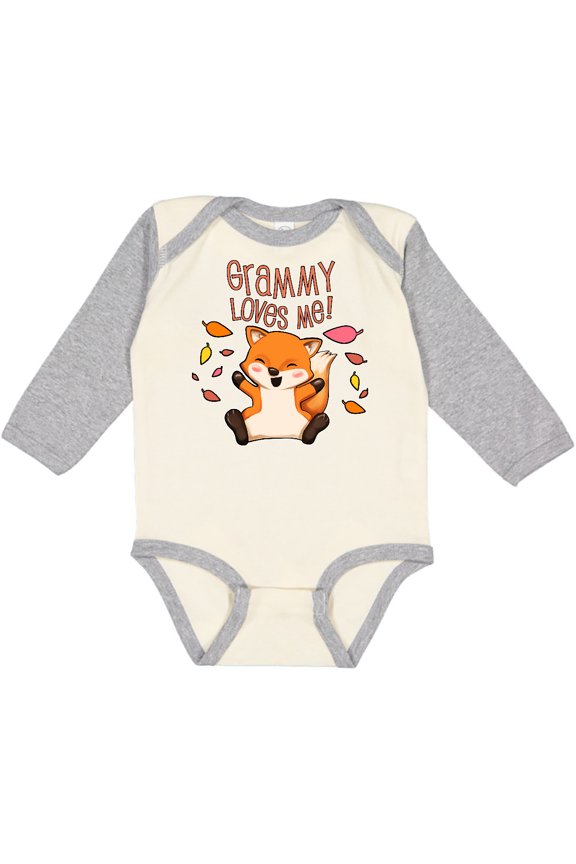 Grammy Loves Me- cute baby fox Boys or Girls Long Sleeve Baby Bodysuit