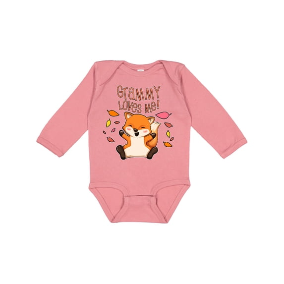 Inktastic Grammy Loves Me- cute baby fox Boys or Girls Long Sleeve Baby Bodysuit