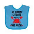 thumbnail image 1 of Inktastic Grammy and Gramps Love Me Grandson Grandchild Boys or Girls Baby Bib, 1 of 4