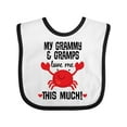 thumbnail image 1 of Inktastic Grammy and Gramps Love Me Grandson Grandchild Boys or Girls Baby Bib, 1 of 4