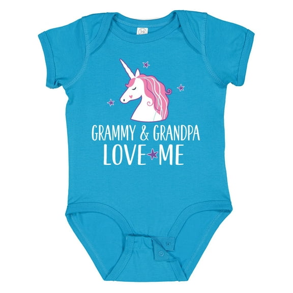 Inktastic Grammy and Grandpa Love Me Girl Unicorn Girls Baby Bodysuit