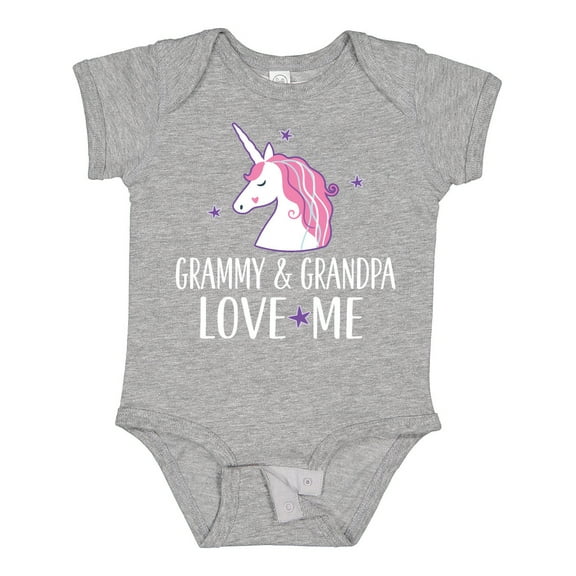 Inktastic Grammy and Grandpa Love Me Girl Unicorn Girls Baby Bodysuit