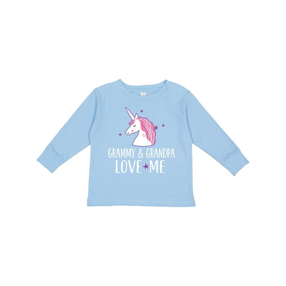 Inktastic Grammy and Grandpa Love Me Girl Unicorn Girls Long Sleeve Toddler T-Shirt