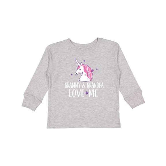 Inktastic Grammy and Grandpa Love Me Girl Unicorn Girls Long Sleeve Toddler T-Shirt
