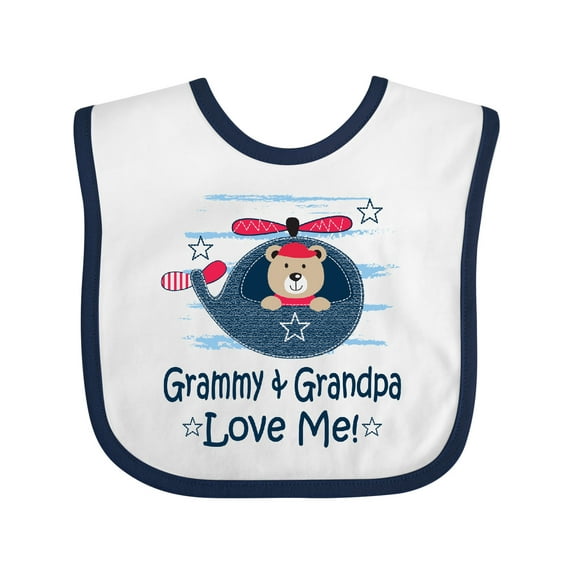 Inktastic Grammy and Grandpa Love Me Grandson Boys Baby Bib