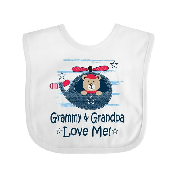 Inktastic Grammy and Grandpa Love Me Grandson Boys Baby Bib