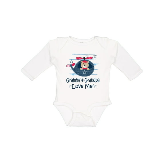 Inktastic Grammy and Grandpa Love Me Grandson Boys Long Sleeve Baby Bodysuit