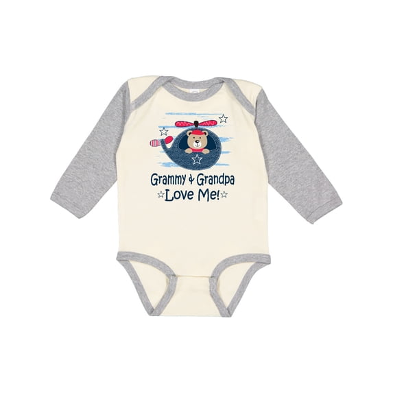Inktastic Grammy and Grandpa Love Me Grandson Boys Long Sleeve Baby Bodysuit
