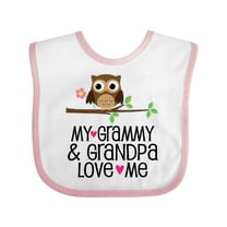 Inktastic Grammy and Grandpa Love Me Owl Girls Baby Bib