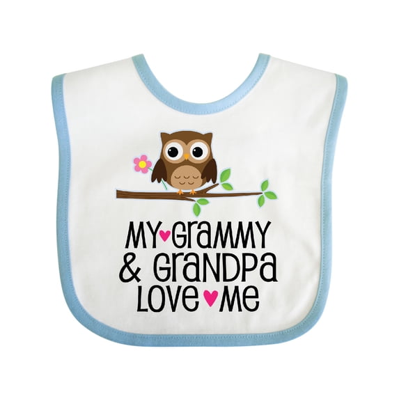 Inktastic Grammy and Grandpa Love Me Owl Girls Baby Bib