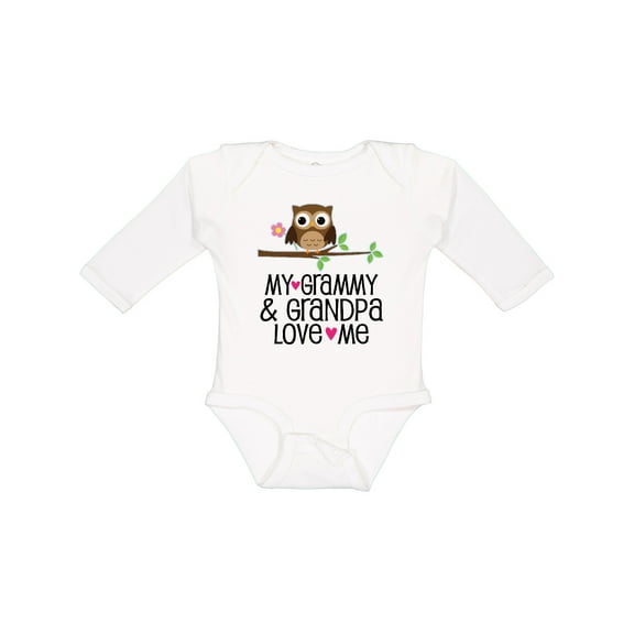 Inktastic Grammy and Grandpa Love Me Owl Girls Long Sleeve Baby Bodysuit