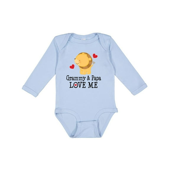 Inktastic Grammy and Papa Love Me Gift Boys Long Sleeve Baby Bodysuit