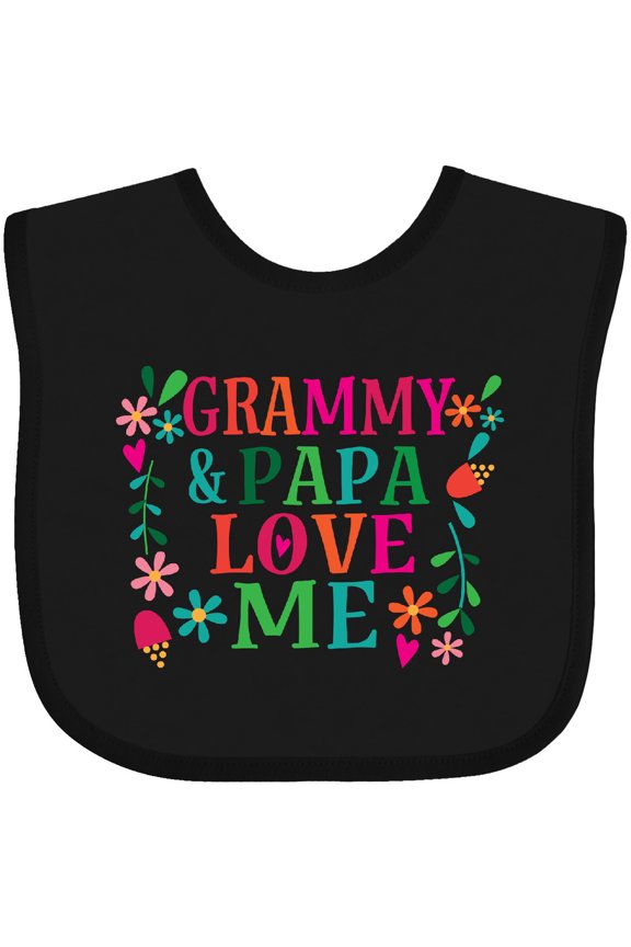 Grammy and Papa Love Me Girls Baby Bib