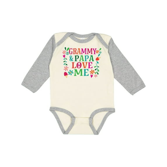 Inktastic Grammy and Papa Love Me Girls Long Sleeve Baby Bodysuit
