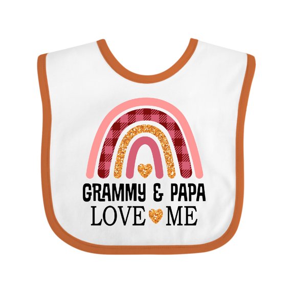 Inktastic Grammy and Papa Love Me Granddaughter Rainbow Girls Baby Bib