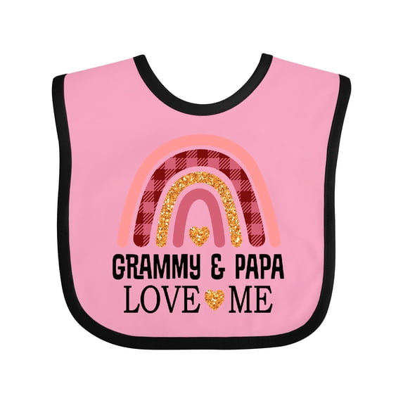 Inktastic Grammy and Papa Love Me Granddaughter Rainbow Girls Baby Bib