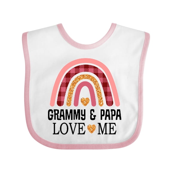 Inktastic Grammy and Papa Love Me Granddaughter Rainbow Girls Baby Bib