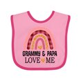 thumbnail image 1 of Inktastic Grammy and Papa Love Me Granddaughter Rainbow Girls Baby Bib, 1 of 4