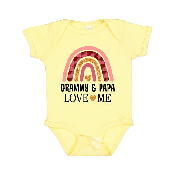 Inktastic Grammy and Papa Love Me Granddaughter Rainbow Girls Baby Bodysuit