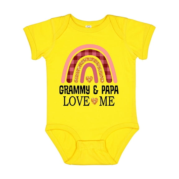 Inktastic Grammy and Papa Love Me Granddaughter Rainbow Girls Baby Bodysuit