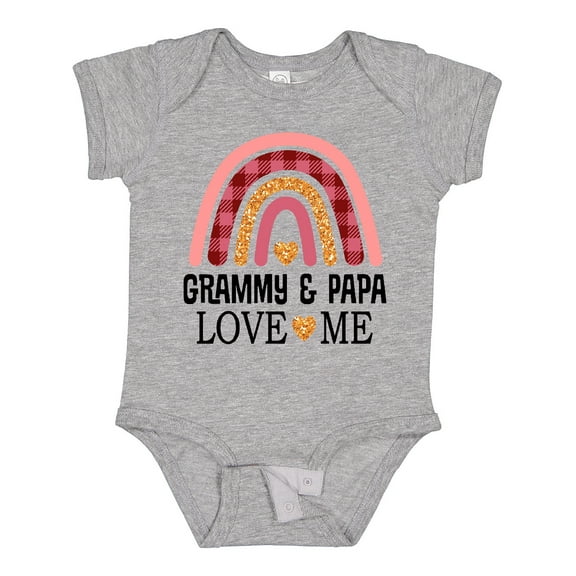 Inktastic Grammy and Papa Love Me Granddaughter Rainbow Girls Baby Bodysuit