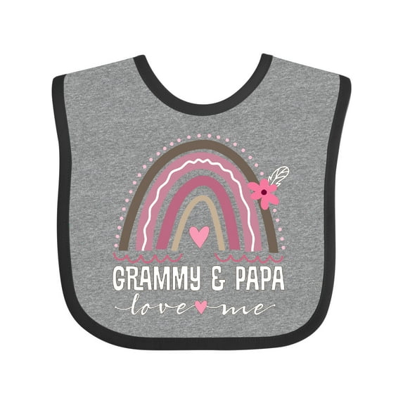 Inktastic Grammy and Papa Love Me Rainbow Girls Baby Bib