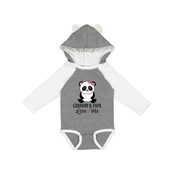 Inktastic Grammy and Papa with Panda for Grandchild Girls Long Sleeve Baby Bodysuit