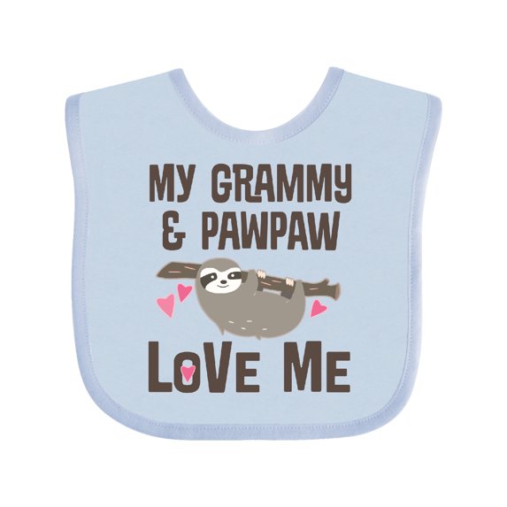 Inktastic Grammy and Pawpaw Sloth Boys or Girls Baby Bib