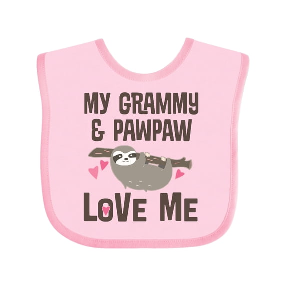 Inktastic Grammy and Pawpaw Sloth Boys or Girls Baby Bib
