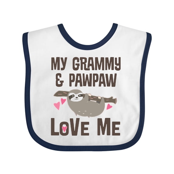 Inktastic Grammy and Pawpaw Sloth Boys or Girls Baby Bib