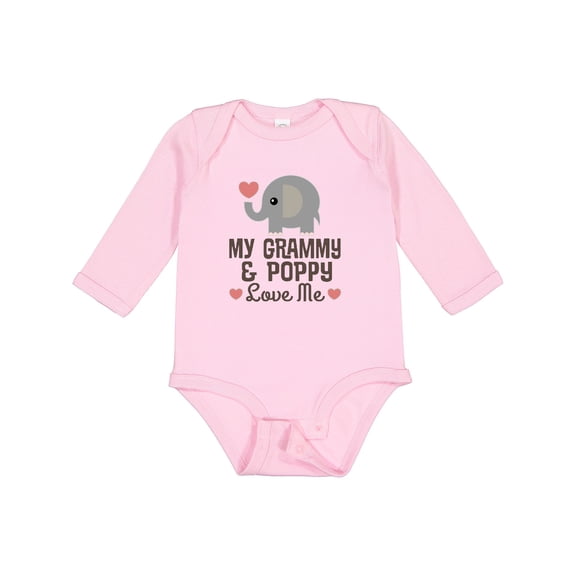 Inktastic Grammy and Poppy Love Me Grandchild Boys or Girls Long Sleeve Baby Bodysuit