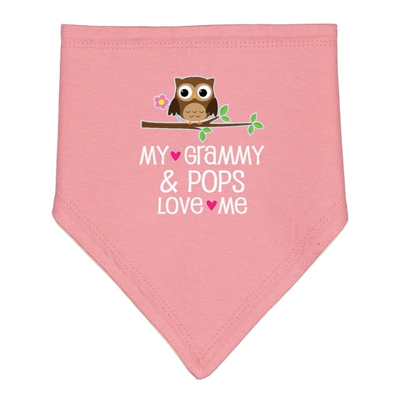 Inktastic Grammy and Pops Love Me Owl Baby Bandana Bib
