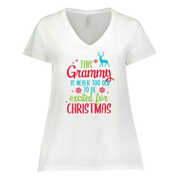 Inktastic Grammy is Never too Old to be Excited for Christmas Women's Plus Size V-Neck T-Shirt