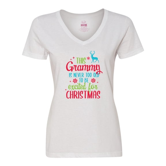 Inktastic Grammy is Never too Old to be Excited for Christmas Women's V-Neck T-Shirt