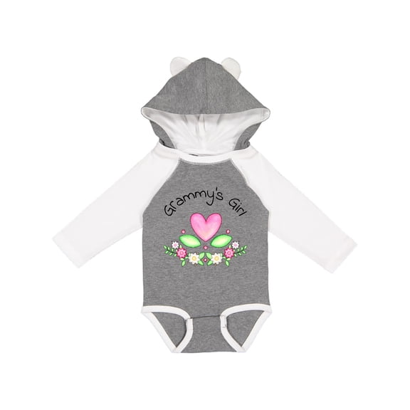 Inktastic Grammy's Girl Heart Flowers Girls Long Sleeve Baby Bodysuit