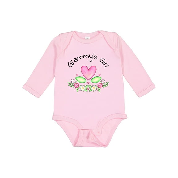 Inktastic Grammy's Girl Heart Flowers Girls Long Sleeve Baby Bodysuit