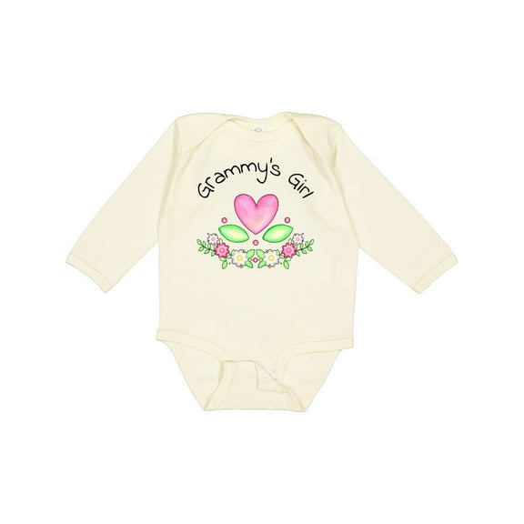 Inktastic Grammy's Girl Heart Flowers Girls Long Sleeve Baby Bodysuit
