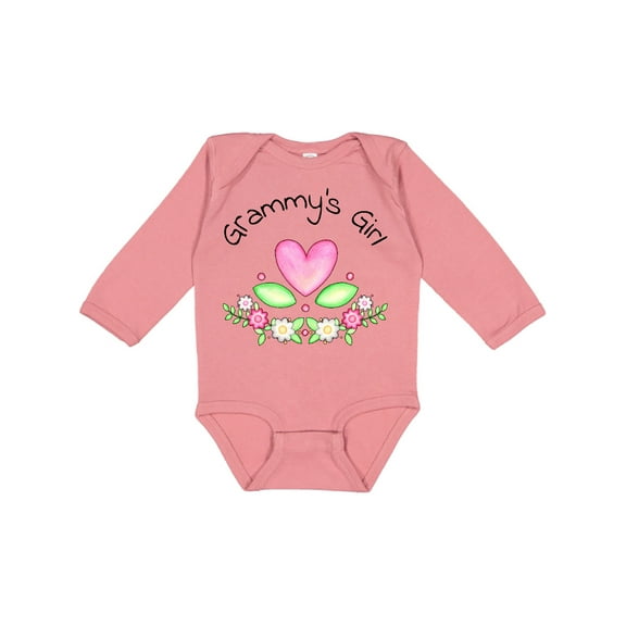 Inktastic Grammy's Girl Heart Flowers Girls Long Sleeve Baby Bodysuit