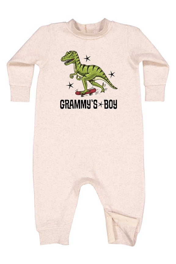 Grammys Boy Grandson Dinosaur Baby Fleece Romper