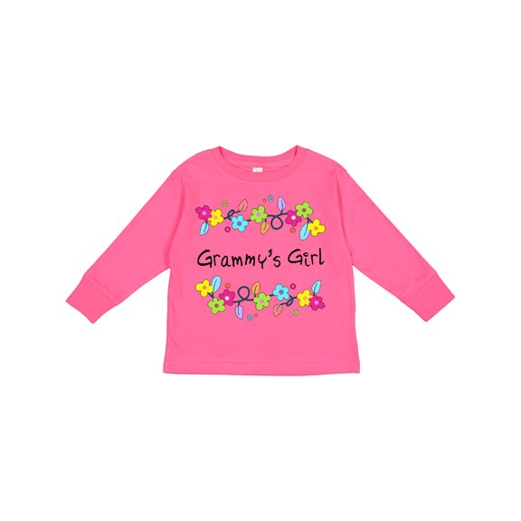 Inktastic Grammys Girl Bright Flowers Girls Long Sleeve Toddler T-Shirt