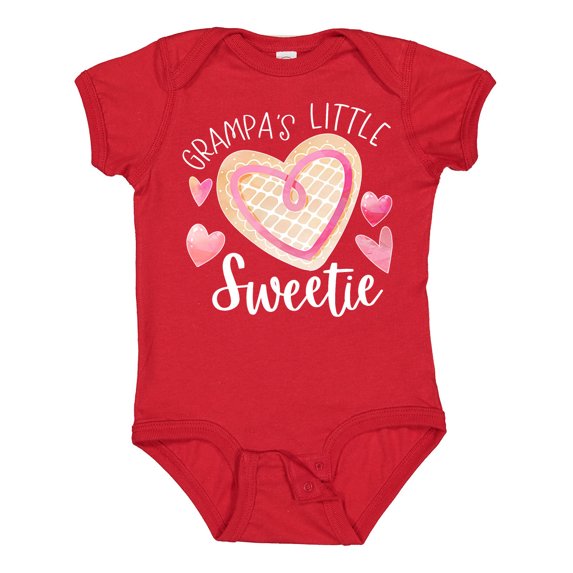 Inktastic Grampa's Little Sweetie with Pink Heart Cookie Boys or Girls Baby Bodysuit