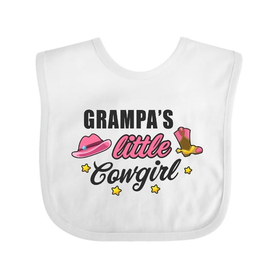 Inktastic Grampas Little Cowgirl with Cowgirl Hat and Boots Girls Baby Bib