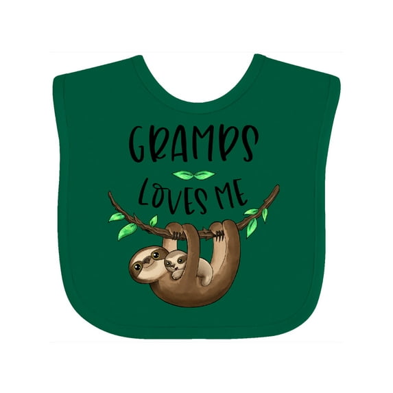 Inktastic Gramps Loves Me Cute Sloth and Baby Boys or Girls Baby Bib
