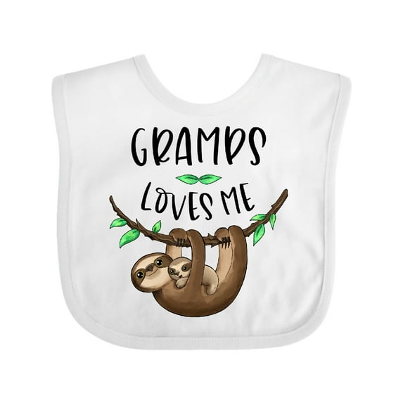 Inktastic Gramps Loves Me Cute Sloth and Baby Boys or Girls Baby Bib