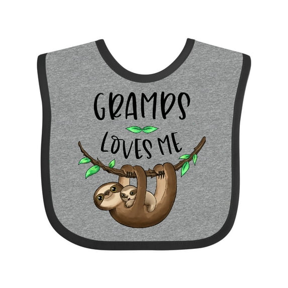 Inktastic Gramps Loves Me Cute Sloth and Baby Boys or Girls Baby Bib